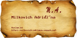 Milkovich Adriána névjegykártya